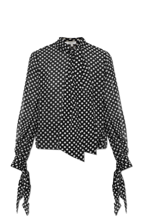 Silk top with decorative tie at the neckline