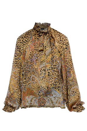 Silk top with decorative tie at the neckline