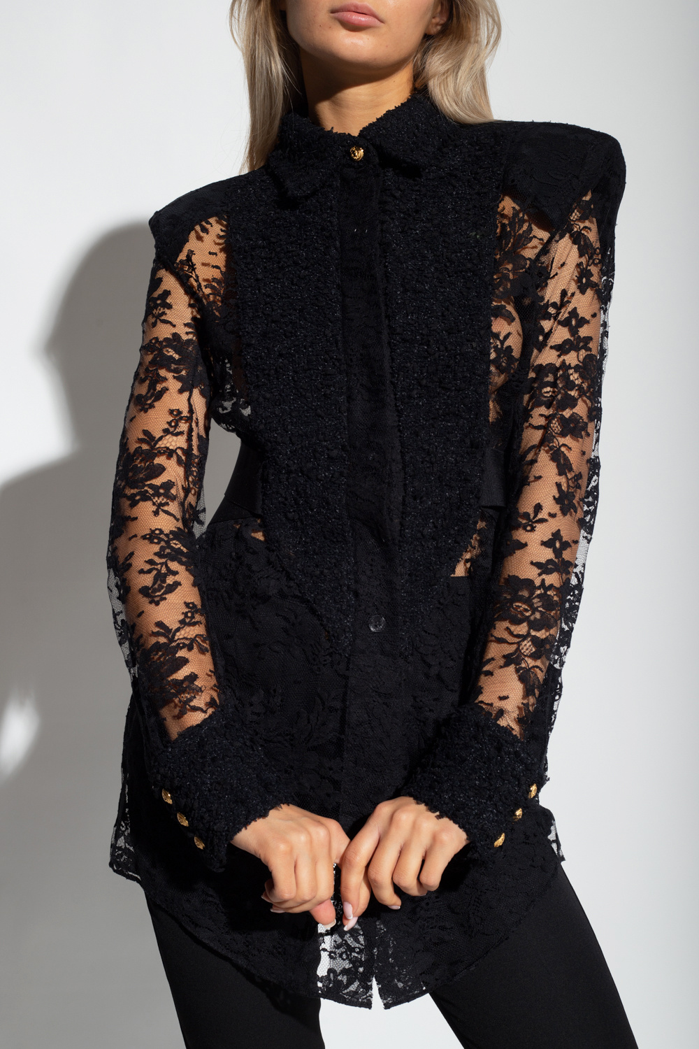 Balmain Long lace shirt