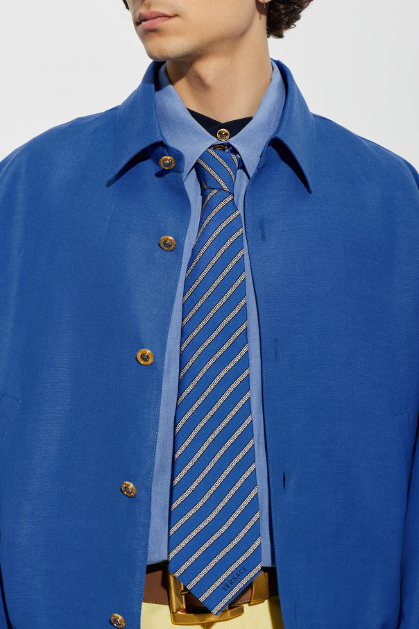 Versace Corbata de seda con diseño griego