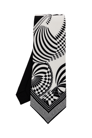 Silk tie with "Optical Teatro" print