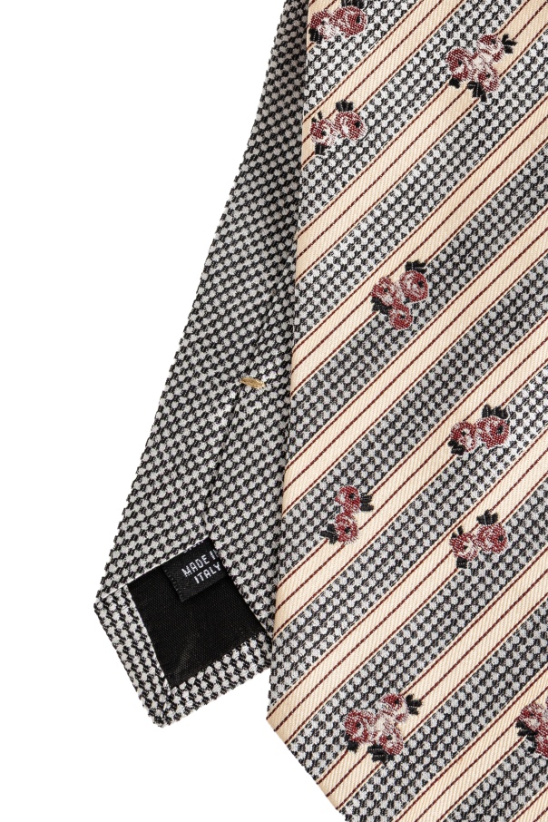 Dries Van Noten Gravata de seda com padrão floral