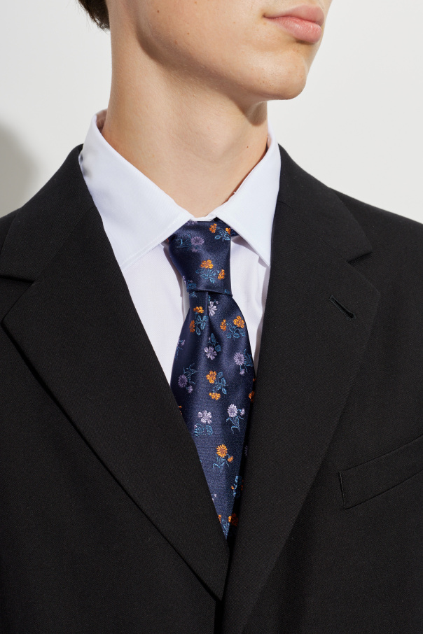 Dries Van Noten Silk tie with floral motif