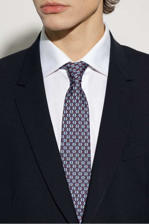 Louis Vuitton Tie Kravatte Tie Blau rot silk