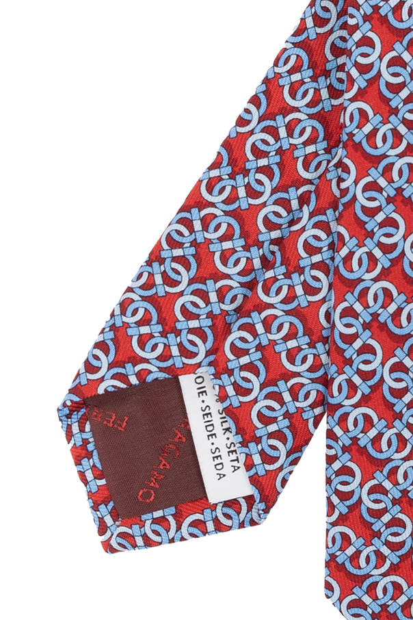 FERRAGAMO Silk tie with a monogram