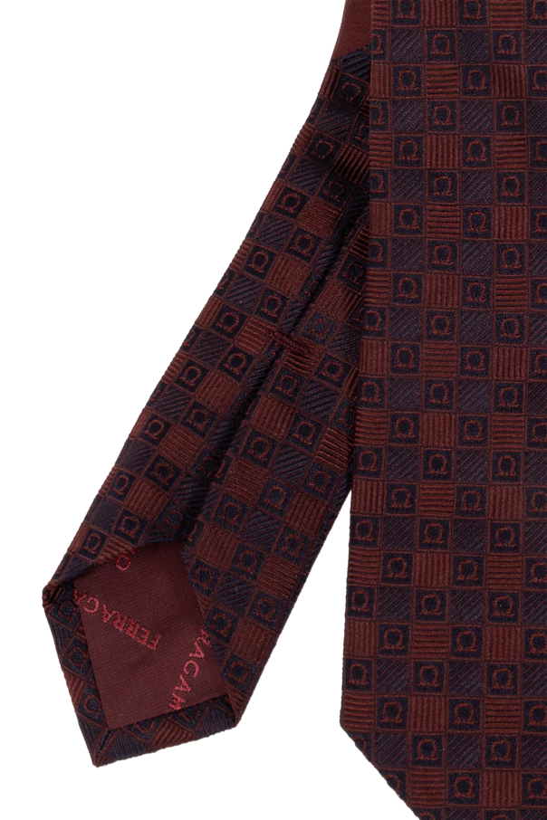 FERRAGAMO Jedwabny krawat z monogramem