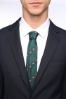 Gucci GREEN Embroidered bee tie