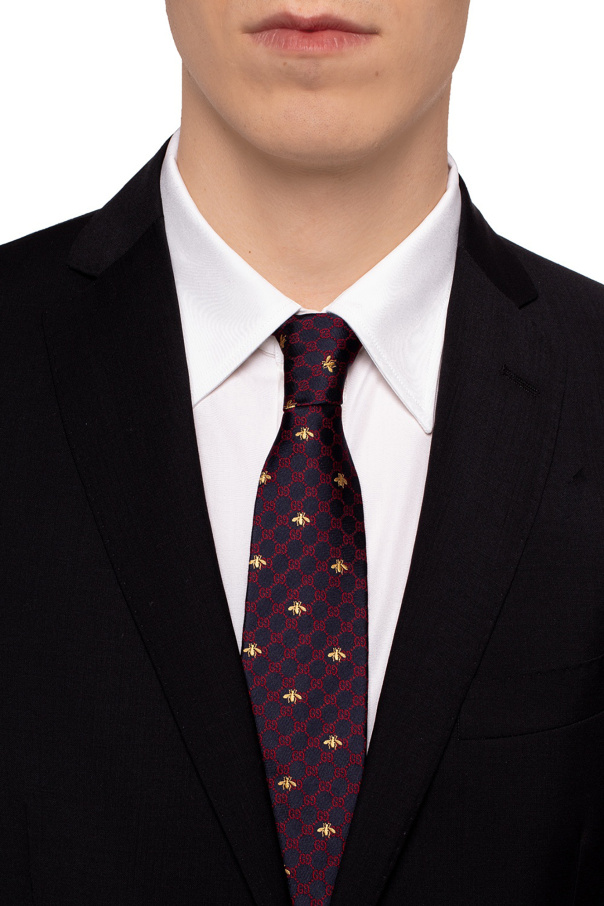 gucci portfel Silk tie with logo pattern