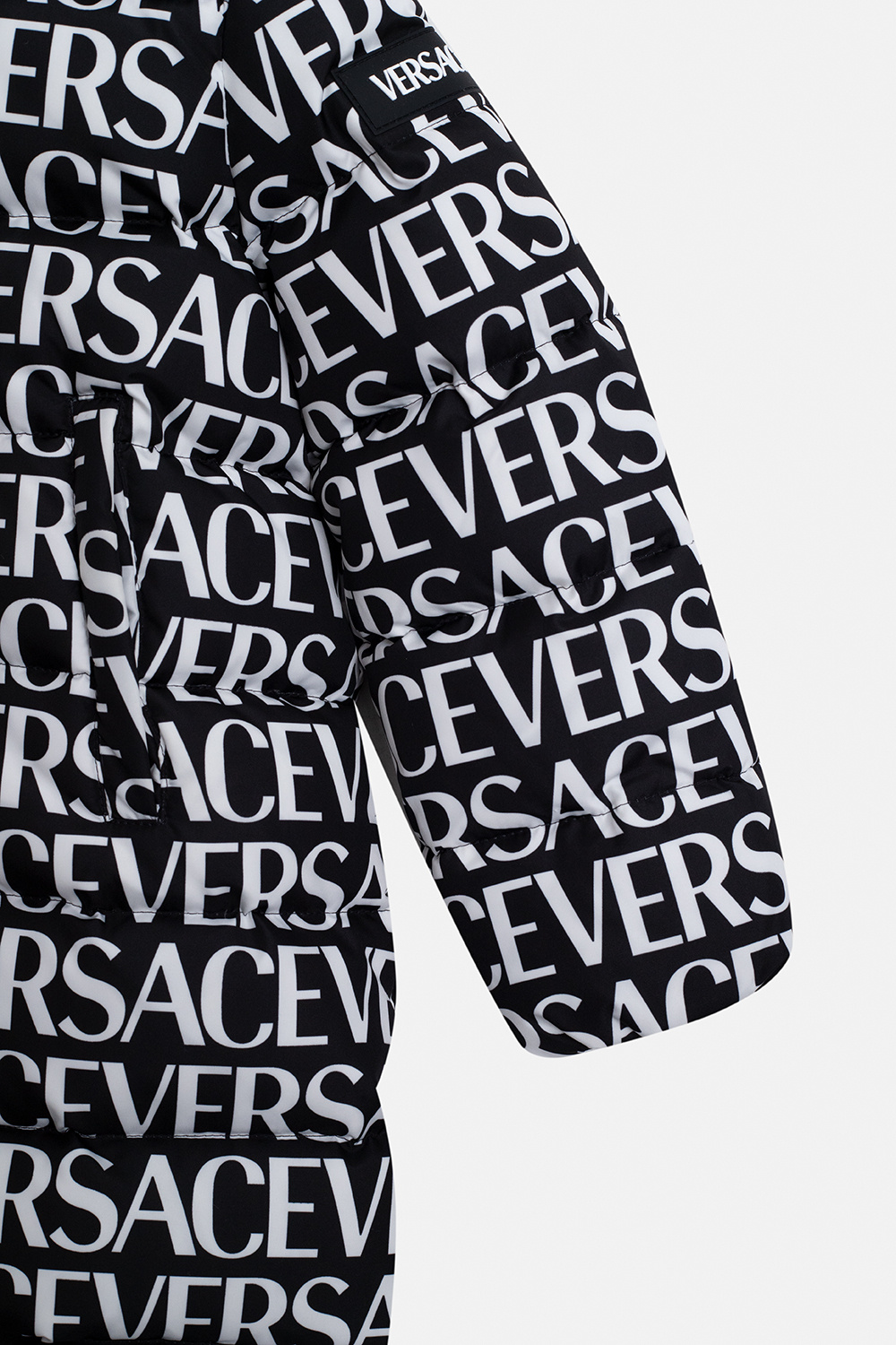 Versace Kids stripe logo print detail T-shirt