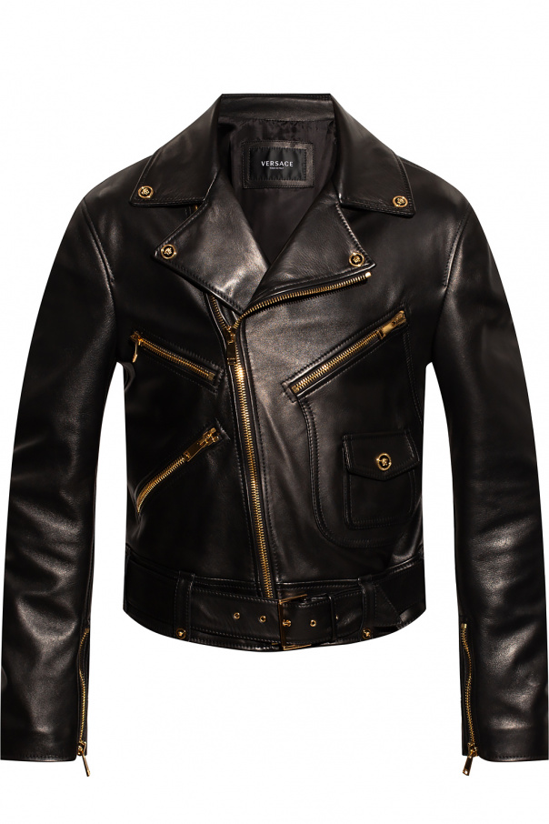 Versace Leather biker sweatshirts jacket