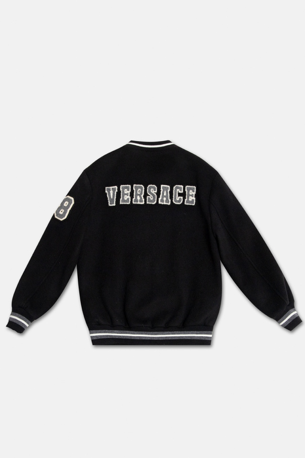 Versace Kids Wool Bianco jacket with logo