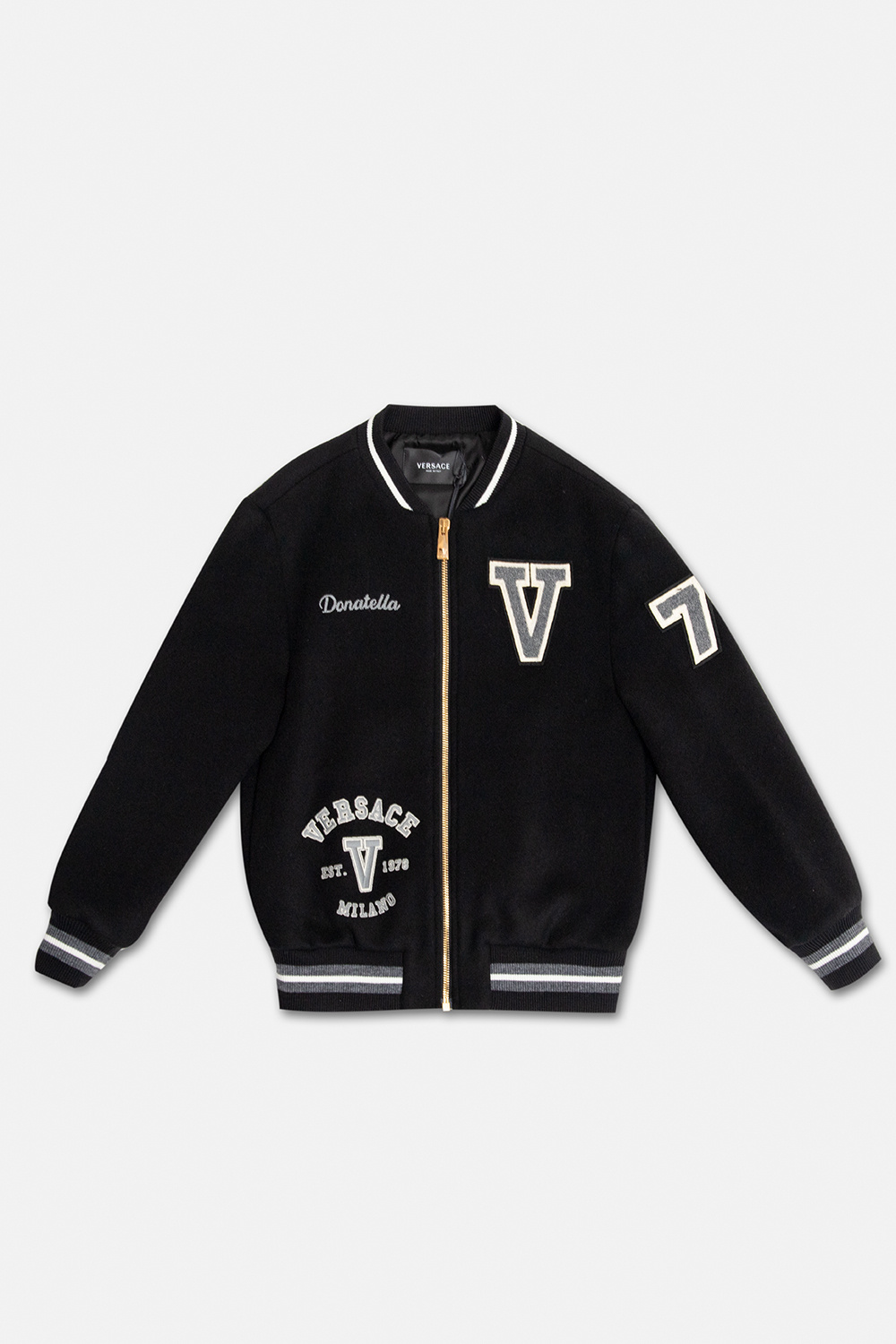 Versace Kids Wool Bianco jacket with logo