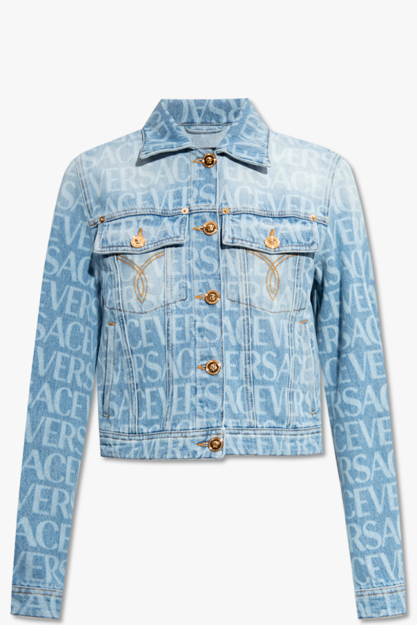 Versace Denim button-front jacket with logo