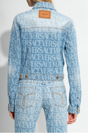 Versace Denim button-front jacket with logo