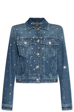 Denim jacket with shimmering appliqués