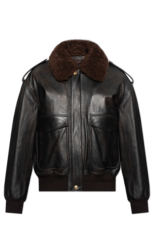 Versace Leather jacket with detachable collar