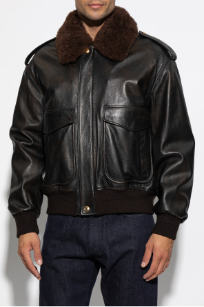 Versace Leather jacket with detachable collar