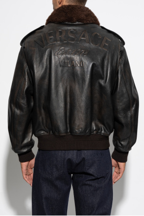 Versace Leather jacket with detachable collar