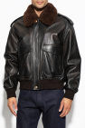 Versace BLACK Leather jacket with detachable collar