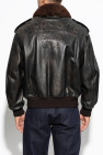 Versace BLACK Leather jacket with detachable collar