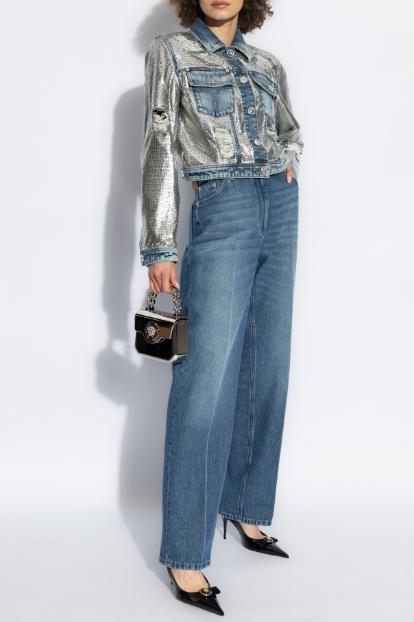 Versace Denim jacket with shimmering appliqués