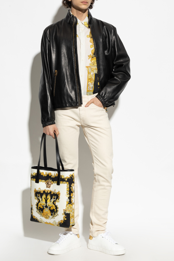 Versace Lederjacke mit Stehkragen