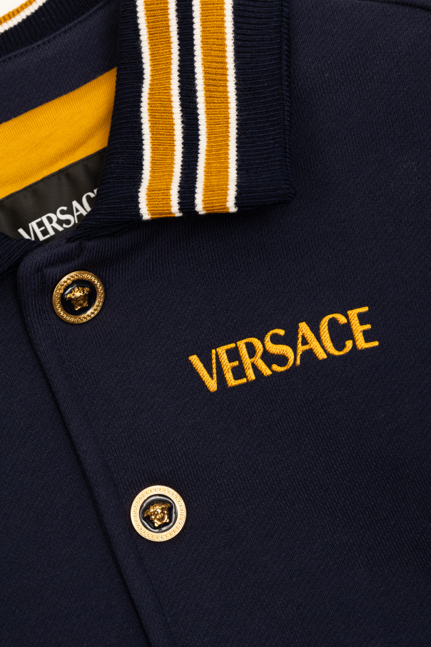 Versace Kids Cotton jacket with embroidered logo
