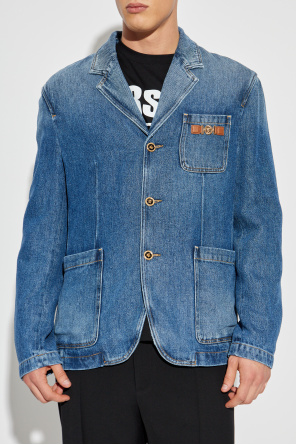 Versace Denim blazer with logo appliqué