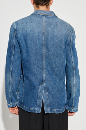 Versace Denim blazer with logo appliqué