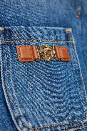 Versace Denim blazer with logo appliqué