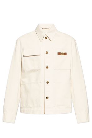 Denim jacket with logo patch