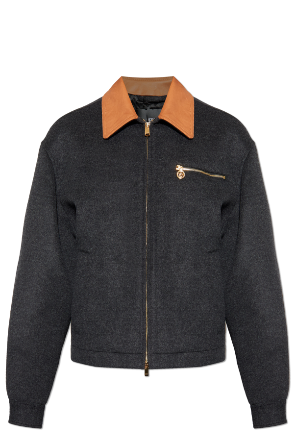 Jacket with leather collar od Versace