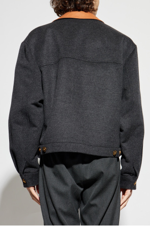 Versace Chaqueta con cuello de cuero