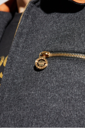 Versace Chaqueta con cuello de cuero