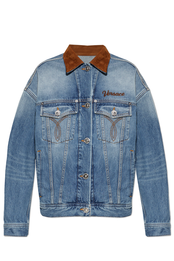 Denim jacket with logo od Versace
