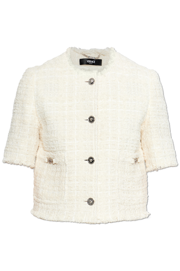 Tweed short-sleeve cardigan od Versace