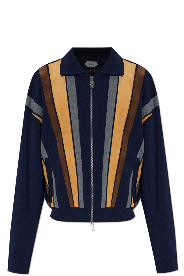 Cardigan with leather inserts od Versace