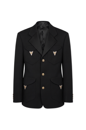 Wool blazer with appliqués