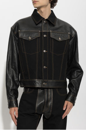 Versace Chaqueta vaquera con inserciones de cuero
