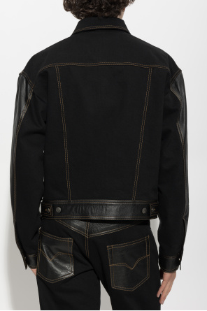 Versace Chaqueta vaquera con inserciones de cuero