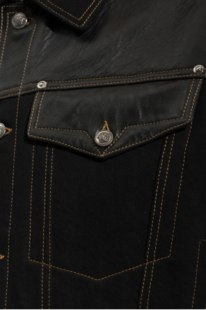 Versace Chaqueta vaquera con inserciones de cuero