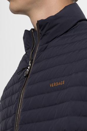 Versace Пухено яке с извезено лого