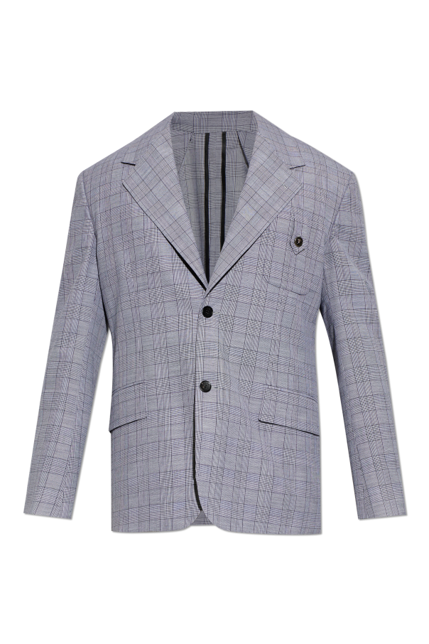 Wool blazer with a check pattern od Versace