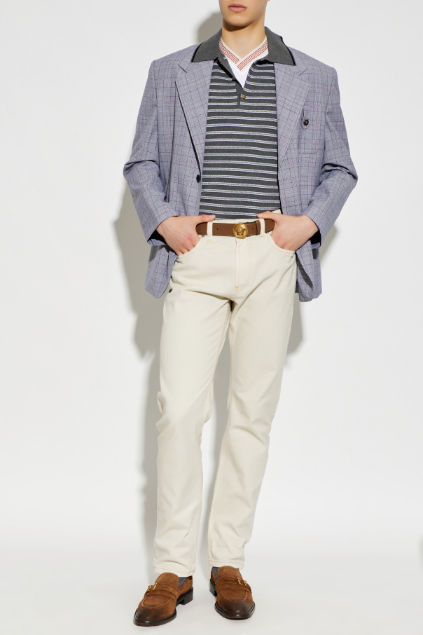 Versace Wool blazer with a check pattern