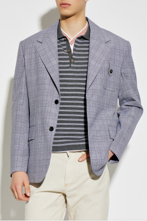 Versace Wool blazer with a check pattern