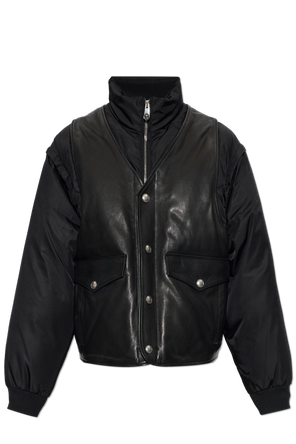 Down jacket with mixed materials