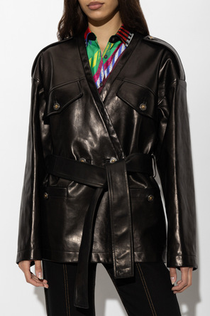 Versace Casaco de pele com bolsos