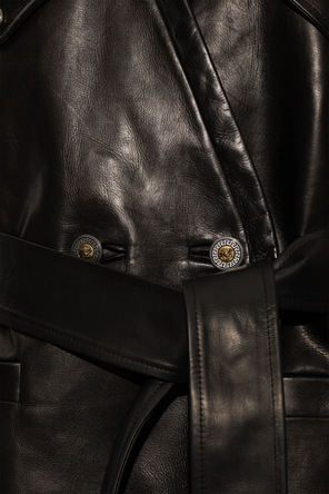 Versace Casaco de pele com bolsos