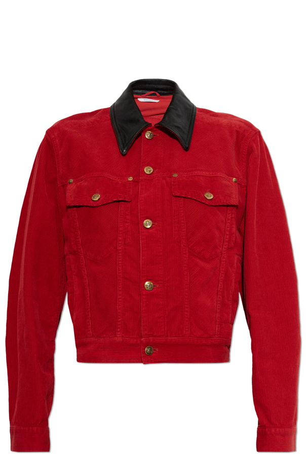 Corduroy jacket with leather collar od Versace
