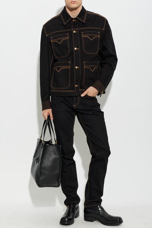 Versace Chaqueta vaquera con pespuntes en contraste
